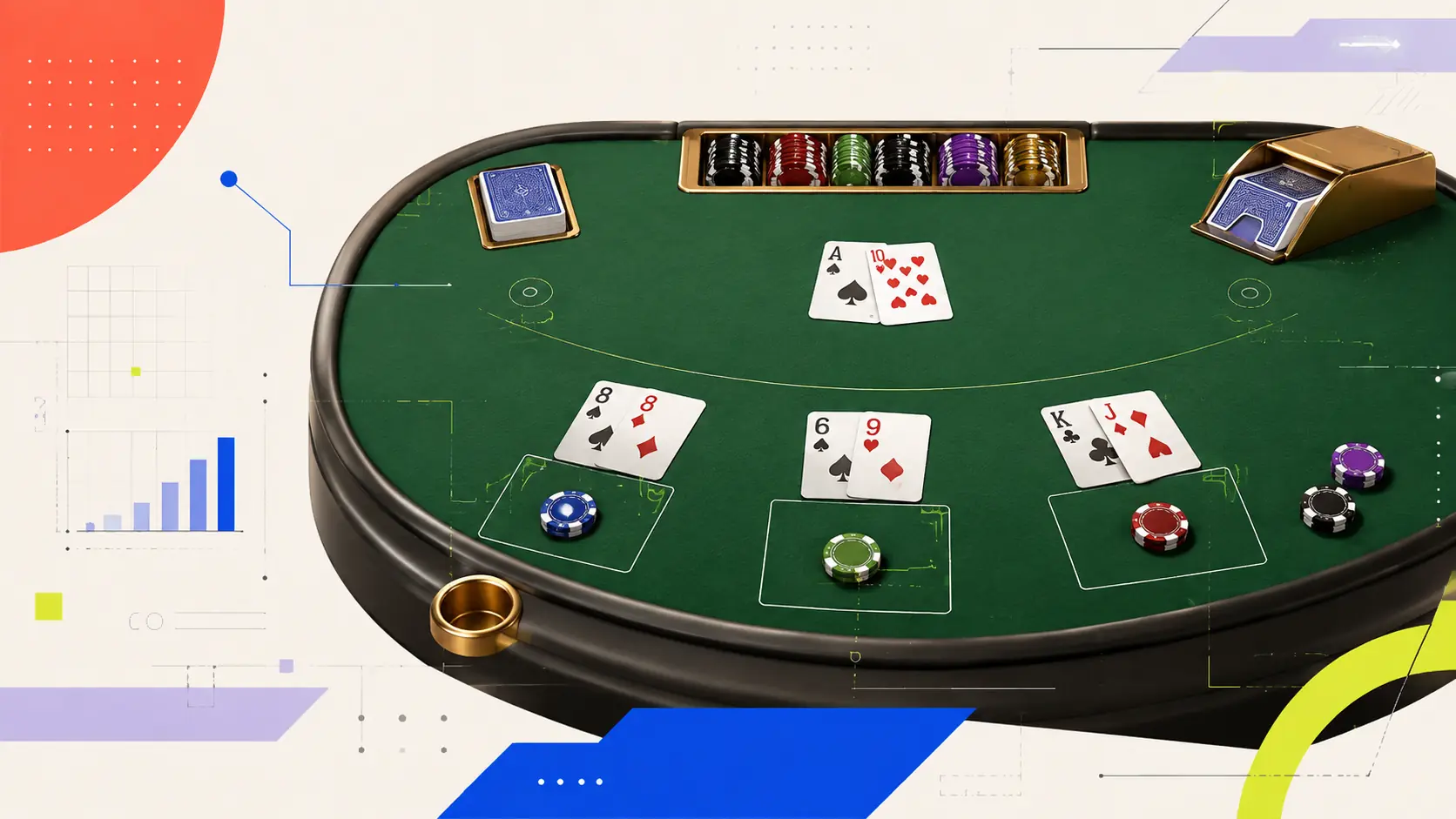 Mesa verde en blackjack online como base visual de las cartas